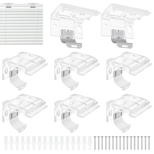 DALQUIS 8 Pack Mounting Bracket with Metal Clip, Hidden Replacement Brackets for 1" (25mm) Pleated Shades Cordless Blinds Headrail, Mini Blinds, with Screws