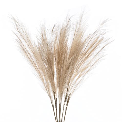 Uiizic Faux Pampas Grass 6 Pcs 35"/90Cm Dried Fluffy Artificial Flowers Ascendant Grass For Vase Fillers Wedding Party Bouquets Home Hotel Centerpieces Decor (Brown Original) #TOP4