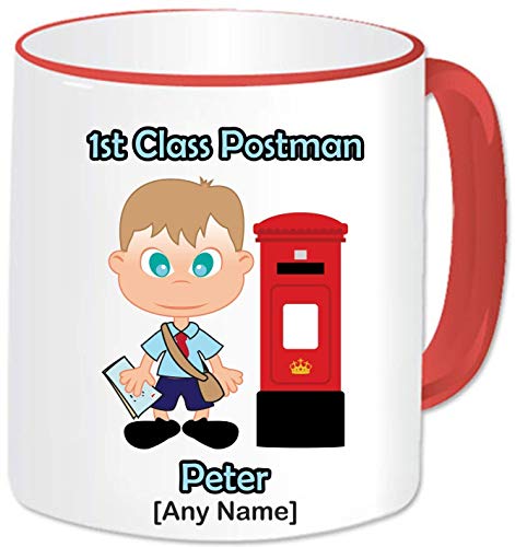 Personalised Postman Gifts For Men - First Class Postman Mug - Novelty Christmas Birthday Thank you Courier Mailman Postal Staff Key Worker Hero Present Idea (Blonde Hair)