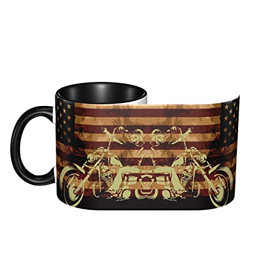 Ulquieor Fanastic American Flag Motorcycle Skull Cool Coffee Mugs For Boys Men 12 Ounces Tea Cocoa Ceramic Cup Friends Cool Gadgets Personalized Novelty Gifts #TOP3