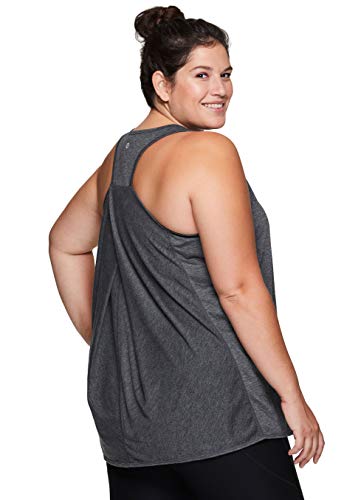 RBX Active Women's Plus Size Fashion Flowy Yoga Workout Tank Top Tunic S21 Charcoal 3X