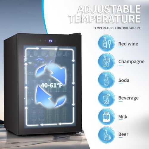 Image of Antarctic Star Beverage Refigerator Cooler -145 Can Mini Fridge for Soda Beer or wine,with glass door, For Office or Bar with Adjustable Removable Shelves,4.5 Cu. Ft. (Black)