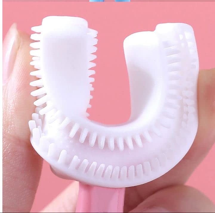 Image of (360 U-Shaped Manual Toothbrush With Food Grade Silicone Head|Soft Bristles For Babies & Kids' Sensitive Gums & Teeth|Easy Grip|Dental Care- Pack Of 1),Assorted