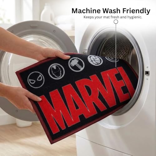 Image of Athom Living Premium Anti Slip Printed Kids Bathmat, Durable Nylon Fabric, Soft Texture, Easy to Clean, Stylish Home Decor Mat for Doorway & Kids Room, 37x57 cm, Multicolor (Marvel)