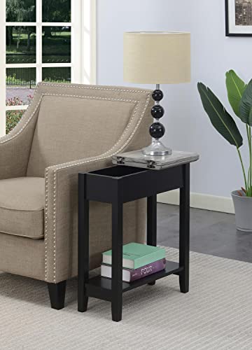 Convenience Concepts American Heritage Flip Top End Table With Shelf, 23", Faux Birch/Black #TOP4