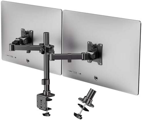 MonTEK Dual-Monitorarm Für Große, Gebogene Bildschirme Bis 57 Zoll – Höhenverstellbar, Mit USB-Anschlüssen, Weiß