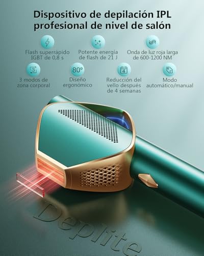 21J Depiladora Laser con Tecnología IGBT Fast Flash de 0,8s, Parpadeo Ilimitado Depiladora Luz Pulsada mujer de 600-1200NM, 3 Unique Modes Laser Depilacion Cara, Bikini, Cuerpo - imagen 2