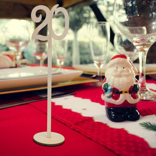 Números de mesa para bodas y festivales en madera ligera beige con diseño caligráfico 7