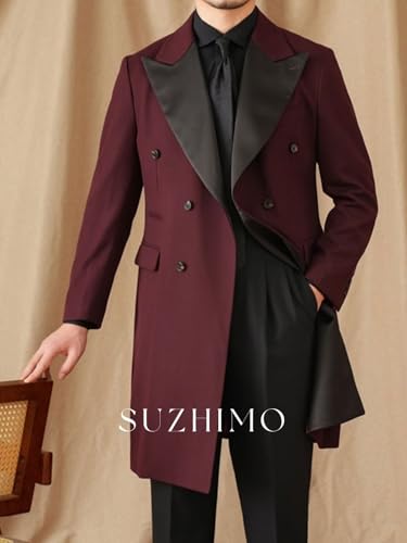 SUZHIMO Mens Tailcoat Tuxedo Jacket Double Breasted Blazer for Men Dinner Party Blazer Dress Coat3