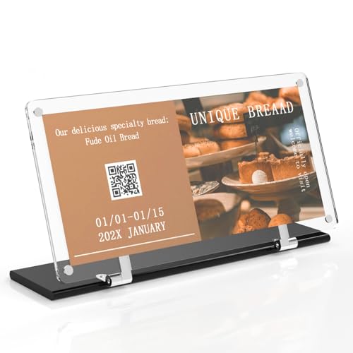 Acrylic Magnetic Sign Holder - Clear QR Display Stands 180°Adjust...
