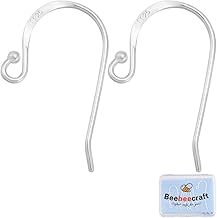 Beebeecraft 10Pcs 925 Sterling Silver French Earring Hooks Fish Ear Wire Hook Findings with Storage Box for DIY Drop Dangle Earring Jewelry Making
