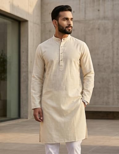 Image of Men's Traditional Ethnic Kurta Long Solid Casual