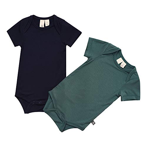 KYTE BABY Bodysuit – Unisex Bodysuits - Short Sleeve Baby Bodysuits Made from Bamboo Rayon Material 2-Pack (3-6 Months, Navy+Emerald)