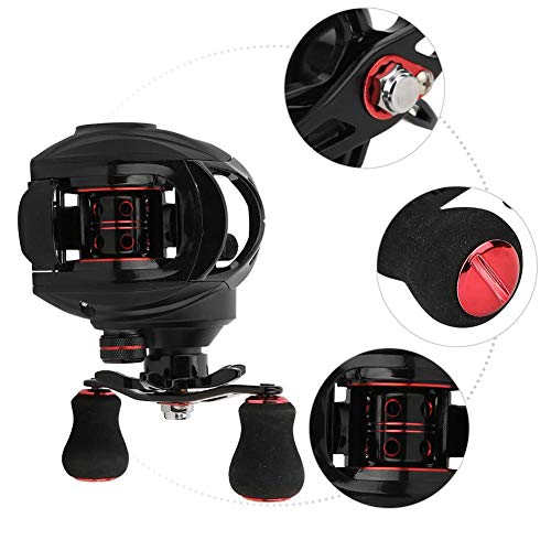 Mulinello da pesca, nero rosso serie 18+1, bobina