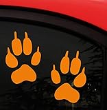 Wolf Paw Print Sticker Decal - One Pair of Sunflower Yellow Vinyl - Actual Size of a Wolves Foot...