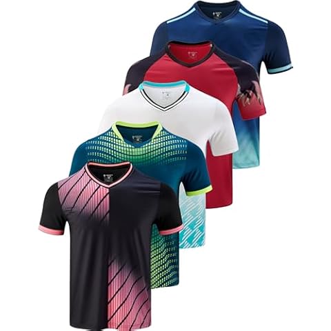 5 Pack Mens V-Neck Dry Fit T-Shirts, Active Athletic Short Sleeve Workout Tops, Performance Gym Tees (Set 5, X-Large) Cover