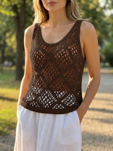 Image of Imily Bela Womens Summer Crochet Tank Tops Knit Sleeveless Sweater Vest