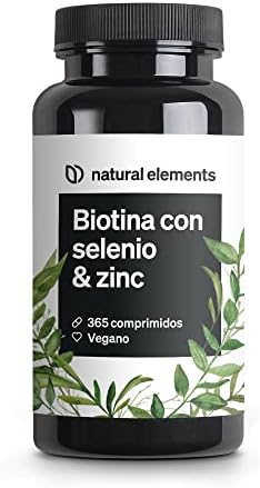 Biotina + Zinc + Selenio - 365 pastillas veganas (Suministro para...