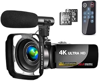 4K Video Camera Camcorder with Microphone Vlogging Camera YouTube Camera Recorder Ultra HD