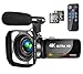 4K Video Camera Camcorder with Microphone Vlogging Camera YouTube Camera Recorder Ultra HD 30FPS 30MP 3.0" IPS Touch Screen with Lens Hood & 2 Batteries
