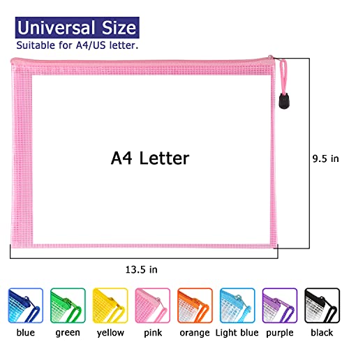 Tamaki 8 Pack Mesh Zipper Pouch Document Bag Waterproof Zip File Folders For School Office Supplies Travel Storage Bags #TOP2