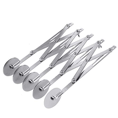 UOHGDPY Adjustable Pastry Cutter, 5 Wheel Stainless Steel Dough Divider, Stainless Steel Expandable Pizza Slicer Multi-Round Pastry Knife Baking Cutter Roller Cookie Dough Cutter Divider (silver)