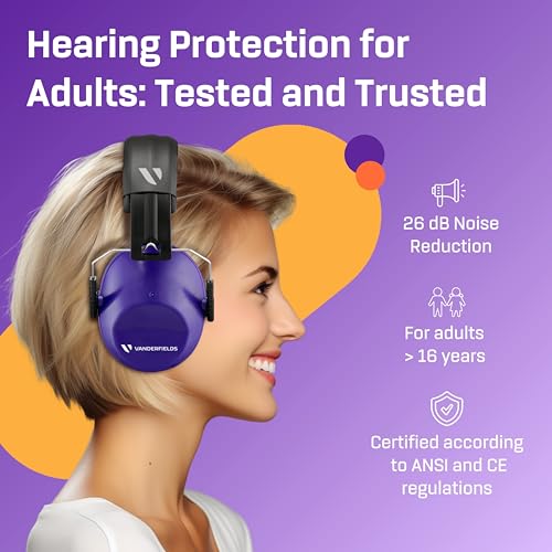 Image of Kids Noise Canceling Headphones - 31 dB (2K Hz) - Ear Protection Earmuffs | Vanderfields' earmuffs protect child's hearing with certified noise-cancellation, soft ear cushions, and adjustable headband