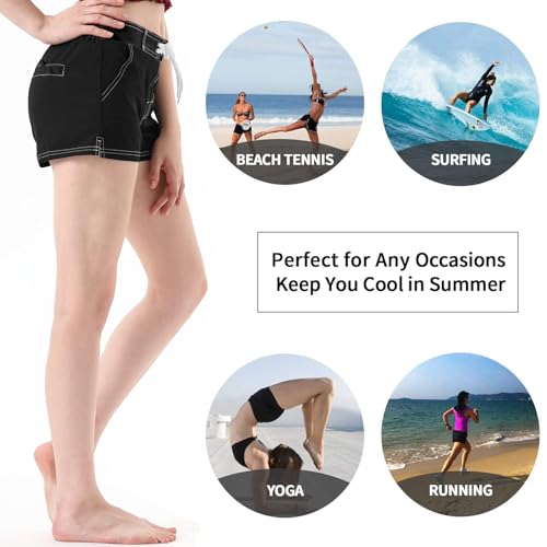 Image of Women Quick Dry Swimwear Trunks Sports Board Shorts with Soft Briefs Inner Lining