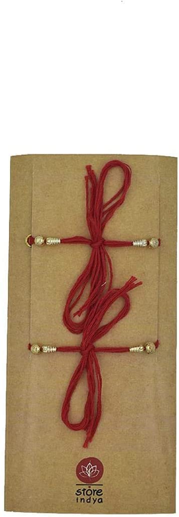 STORE INDYA Raksha Bandhan Rakhi for Brother with Greeting Card || Threaded Rakhi for Bhaiya | Mens Rakhi | Premium Indian Rakhi | Set of 2 (Rudraksh) - Image 4