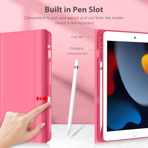 Image of DTTO for iPad 9th /8th /7th Generation 10.2 inch Case 2021 /2020 /2019 with Keyboard, 7 Colors Backlit Wireless Detachable Keyboard Premium Leather Folio Cover with Pencil Holder & Pocket, Watermelon Marble