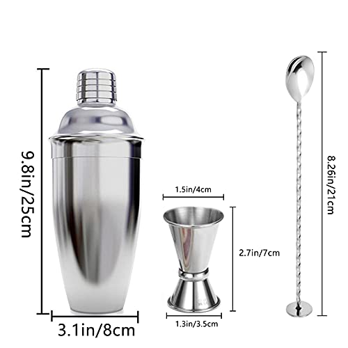 cocktail shaker, cocktail maker set, martini drink shaker, 750 ml cocktail shaker Strainer, bartender mixer tool,home liquor cobbler shaker, Stainless Steel bar shakers for cocktail making kit (3 PCS) - Image 4
