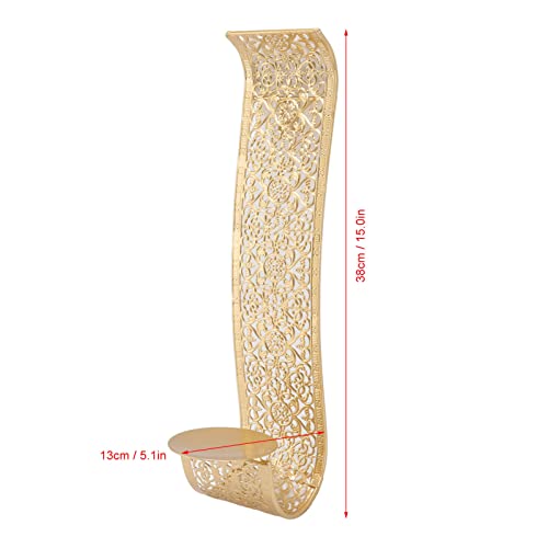 TOPINCN Shelving Solution Wall Sconce Candleholders Candle Sconces Candle Holder, Gold Hollow Metal Wall Candle Holder - Image 2