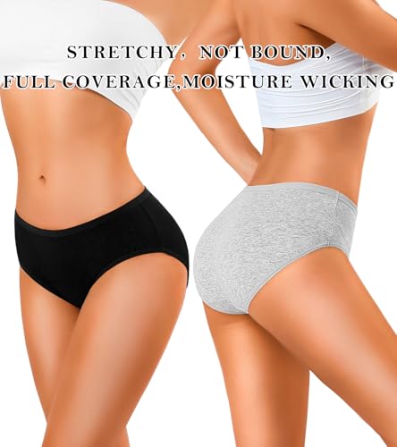 Image of Eiggam Women's Cotton Bikini Panties,High-Cut Full Coverage Stretch Cool Underwear for Women