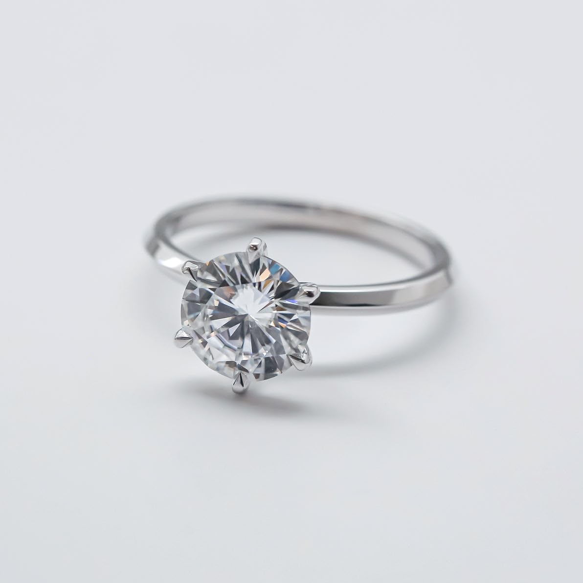 Kobelli Classic Solitaire Round Brilliant Moissanite Engagement Ring 2 Carats 14k White Gold, 6.5