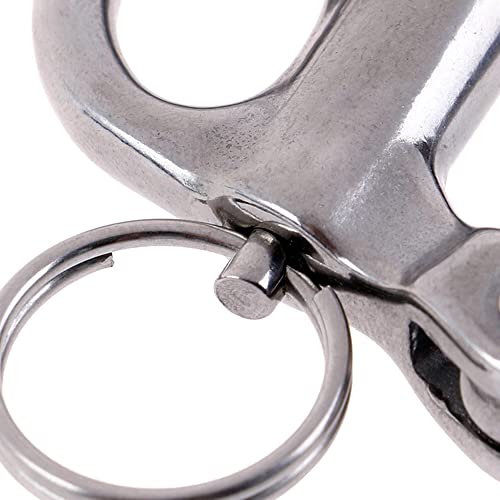 Pair Of Stainless Steel 316 Fixed Snap Shackle，Quick Release Fixed Shackles With Round Ring Marine Boat Rigging Hardware (Length:69Mm) #TOP1