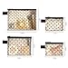4-Piece Heart Printed Mesh Makeup Bag Set, Portable Travel Mesh Cosmetic Bags Toiletry Bags Makeup Purse Bags, Zipper Storage Pouches for Home Offices Travel Accessories (Beige)