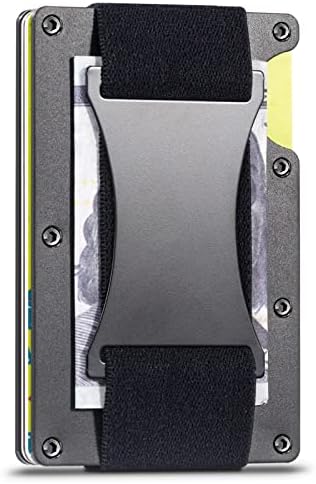 ONLOOKER Slim Wallet for Men Minimalist Wallet RFID Blocking Front Pocket Credit Card Holder Aluminum Metal Wallets with Cash Strap (Black)