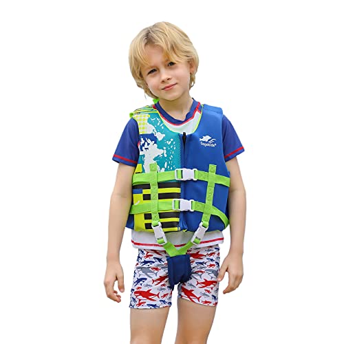 Gogokids Toddler Swim Vest, Floaties For Kids 20-70 Pounds, Float Jacket With Adjustable Safety Strap, Floation Pool Trainer Vest Learn To Swim For Boys Girls 1-9 Years, Blue L #TOP1