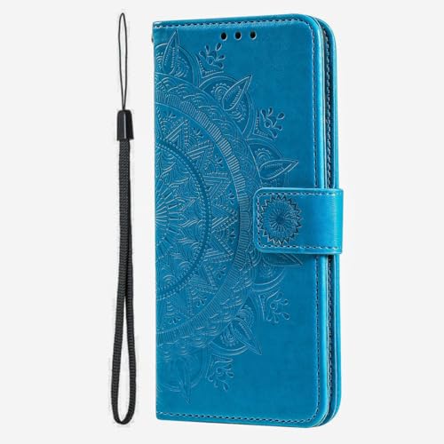 Étui rabat iPhone 15 Pro König Design support antichoc bleu