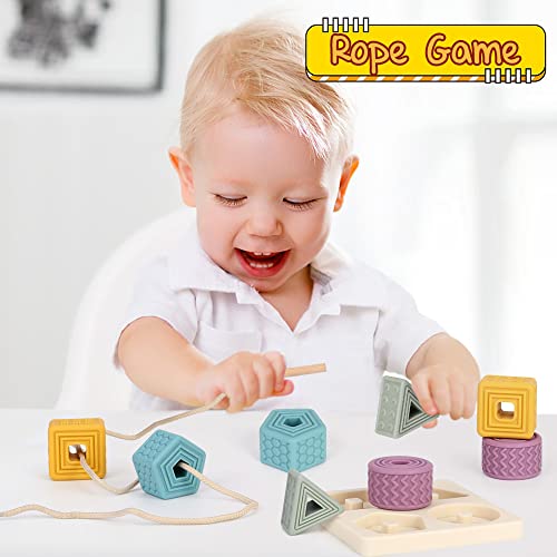 Fruse Baby Soft Nesting Sorting Stacking Toys,Silicone Building Baby Blocks Teether,Kids Threading Toys & Matching Games,Education Learning Montessori Sensory Puzzle Toy For Toddler 6M+ #TOP3
