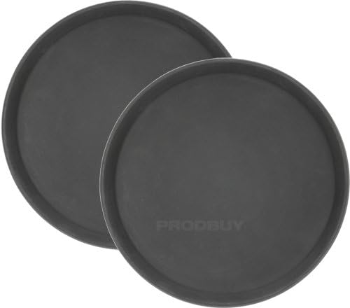 Set of 2 11" Round Black Plastic Non-Slip Trays