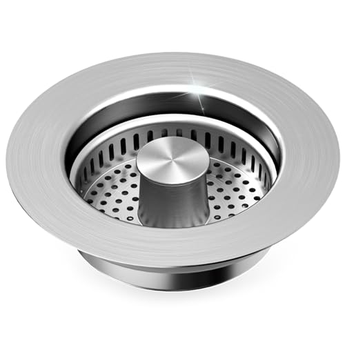 Upgraded 3in1 Kitchen Sink Drainage Filter,Stainless Steel Pop Up Sink Stopper, with Anti-Clogging Basket，Anti-Clogging Sink Drain Strainer for US Standard Kitchen Drain