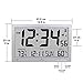 Marathon Slim Jumbo Atomic Wall Clock, Silver - Large, 15-Inch Display - Alarm, AM/PM or 24-Hour Time, Eight Time Zones, Indoor Temperature & Humidity - Four AA Batteries Included