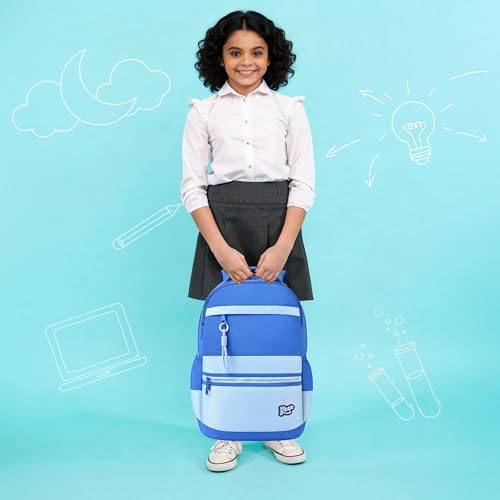 Image of Gear Delight 18 inch /30L Large Water Resistant School Bag | Casual Backpack | Daypack | Travel Backpack | Kids Bag for Boys /Girls (Blue - Blue)