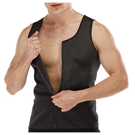 FEimaX Chaleco Sauna Deportivo Hombre Camiseta Fitness Faja Compresión para Sudoración, Reductora Adelgazante de Neopreno Adelgazantes con Cremallera para Deporte Adelgaza