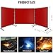 Garveetech 3 Panel 8 x 6 Ft Vinyl Welding Screen with Frame, Flame-Resistant Vinyl Welding Protection Screen with Lockable Swivel Wheels, Transparent Welding Screen Panel for Welding Safety, Red