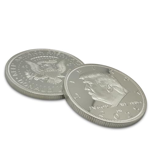 Image of President Donald J. Trump 2025 Silver American Eagle Challenge Coin with Certificate of Authenticity, Oval Office, Trump Coin Collectors Souvenir, Silver Plated, 38mm x 2mm in Protective case