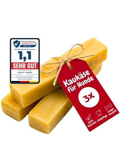 Kaukäse für Hunde M - 3er-Pack - 100% Natürliche Käsestangen für Hunde - Käseknochen Hund mit Langer Kauzeit - Unterstützt die Zahnpflege - Ideal für Starke Kauer - Chewpi
