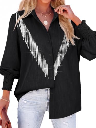 MYMORE Women's Western Cowgirl Fringe Shirt Sparkly Tassel Cowboy...