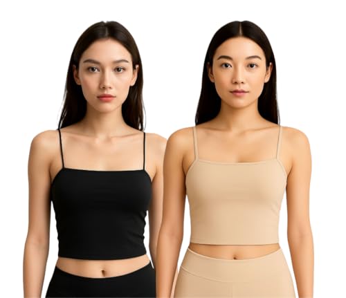 Image of Women's Seamless Long Crop Top Combo | Lightly Padded Smooth Stretchable Camisole Bra for Daily Comfort & Support | Pack of 2